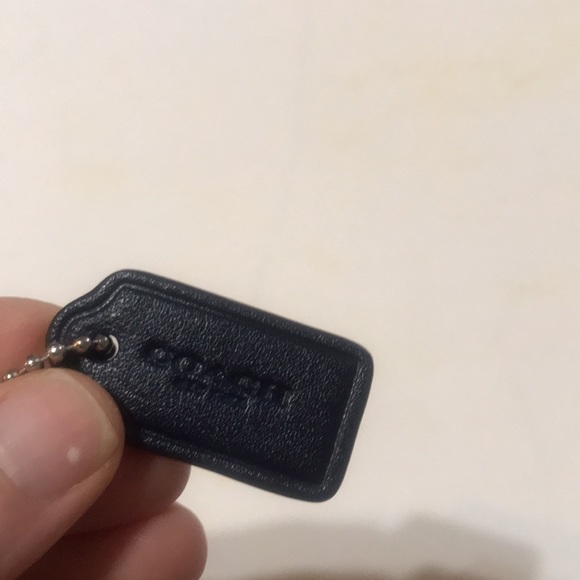 Coach Leather Bag Charm Replacement Logo Dog Tag Ball Chain Navy Blue Mini Small - Picture 9 of 12